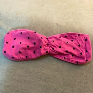 Hot pink black stars small bandeau strapless bra